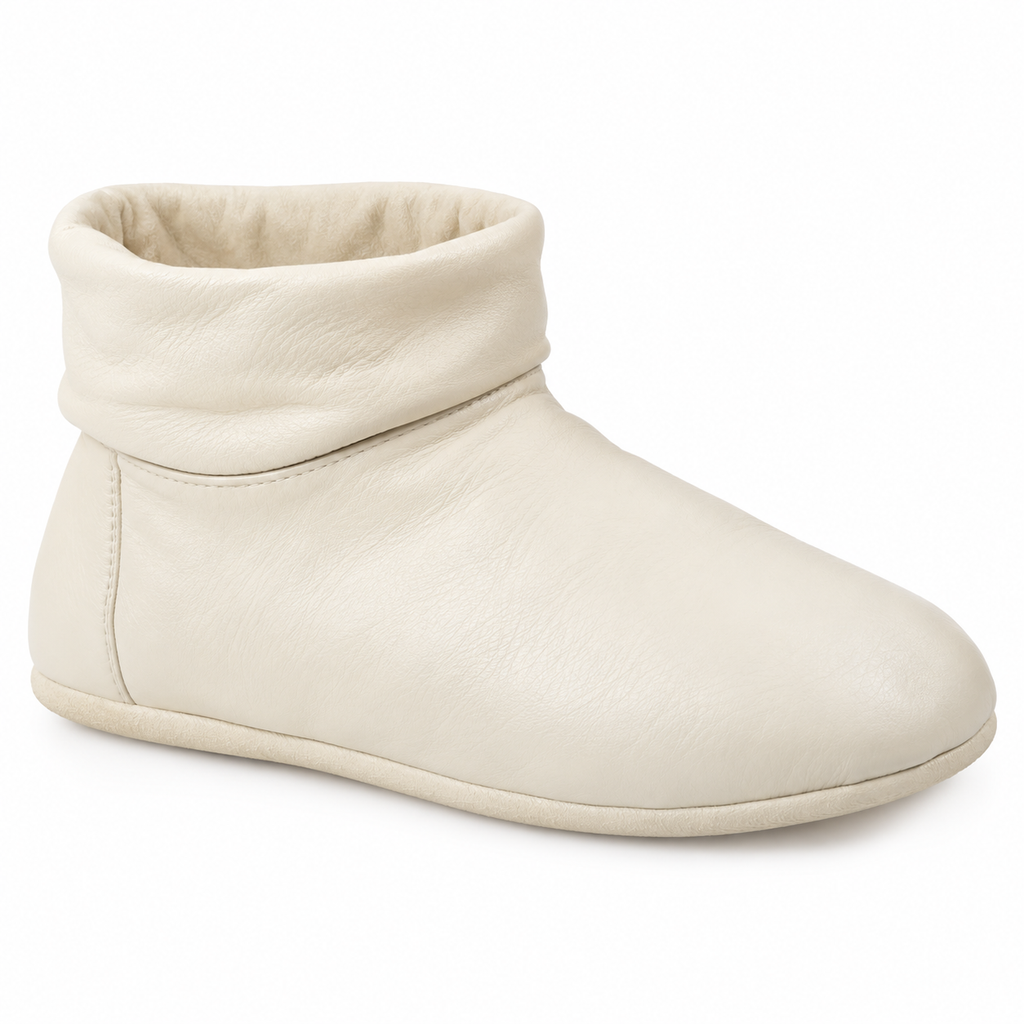 SHOPAVERLY Women's Cream Ankle Boots Fold-Over Collar