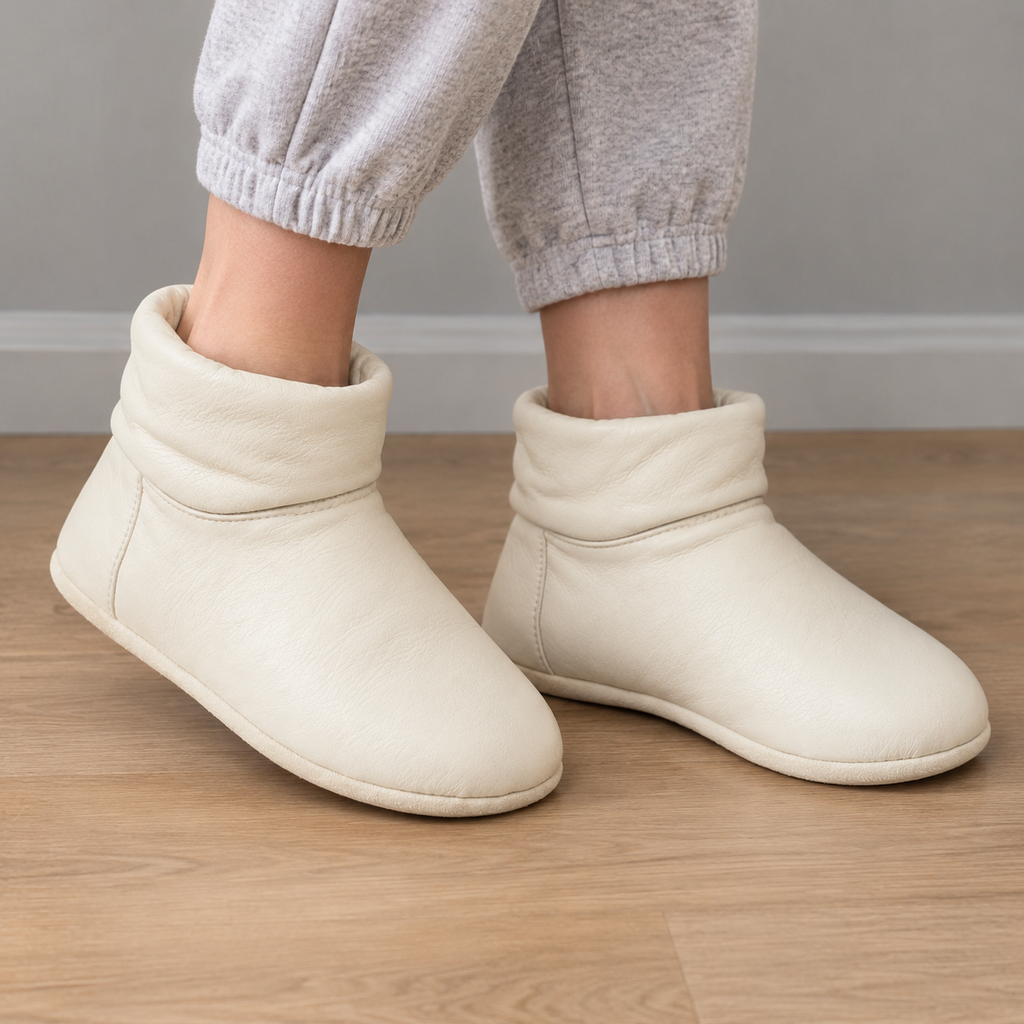 SHOPAVERLY Women's Cream Ankle Boots Fold-Over Collar
