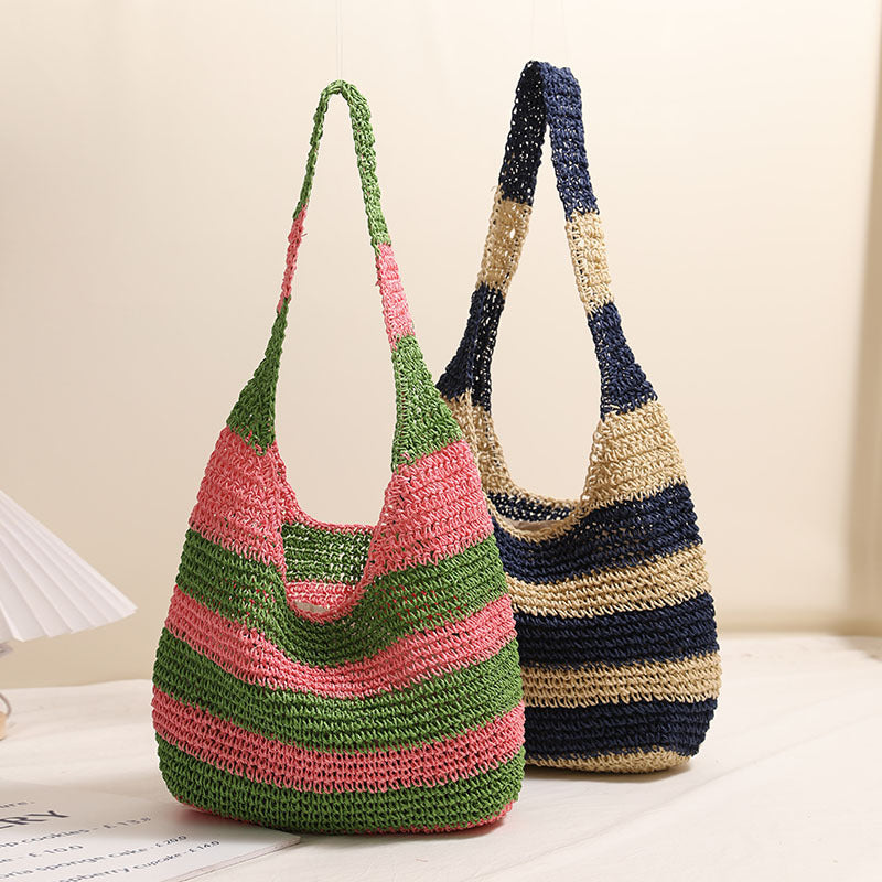 Striped Casual Tote Bag