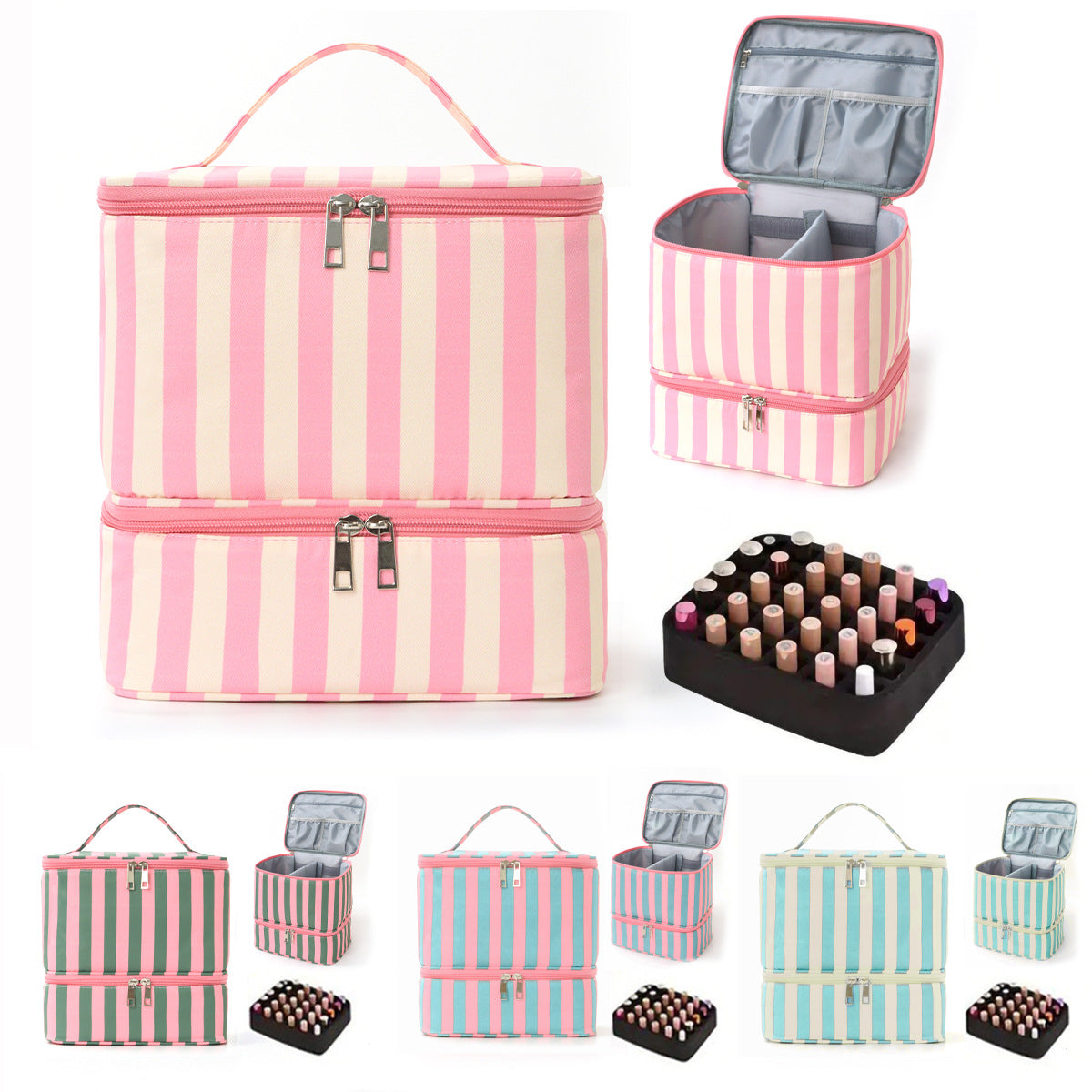 Striped Cosmetics Bag