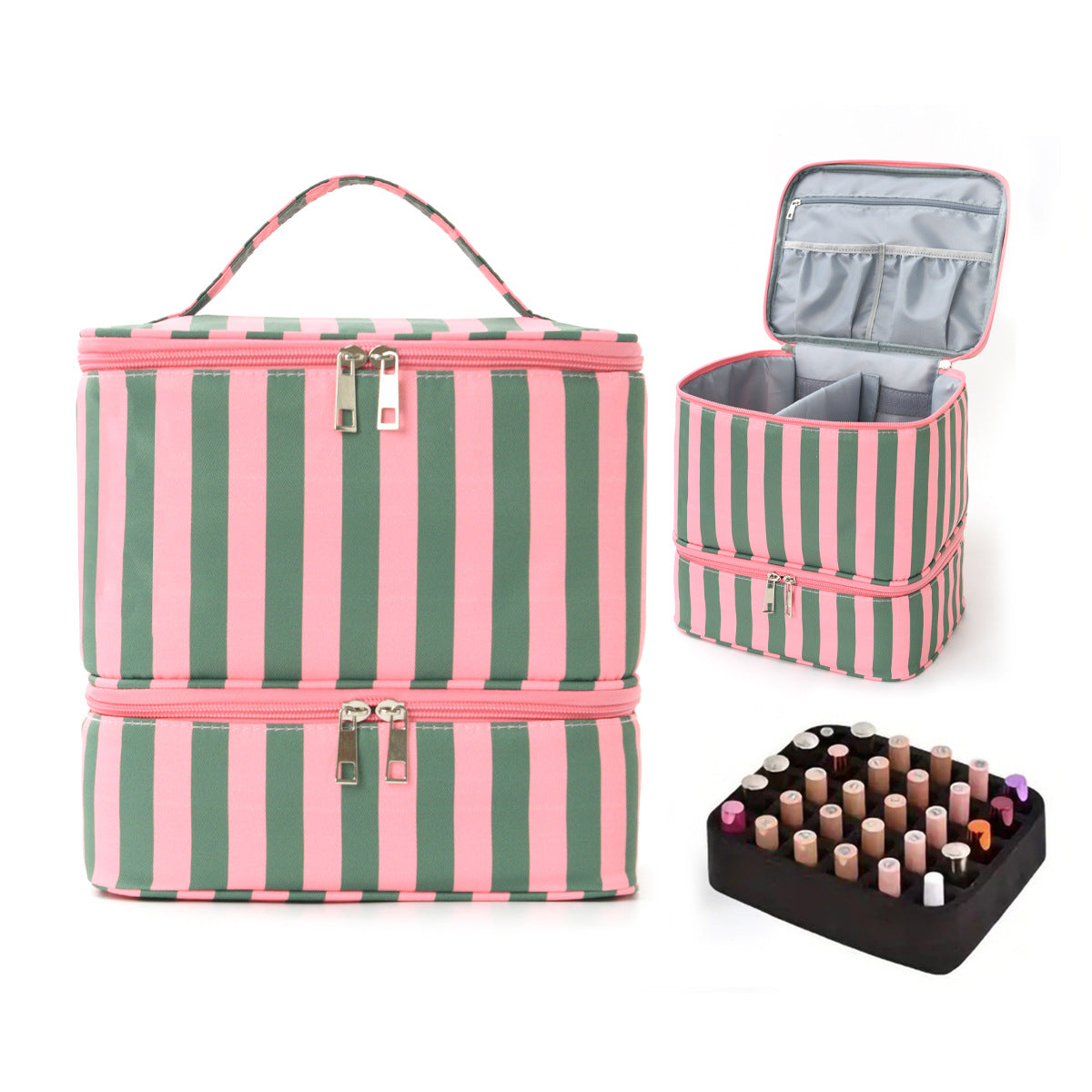 Striped Cosmetics Bag