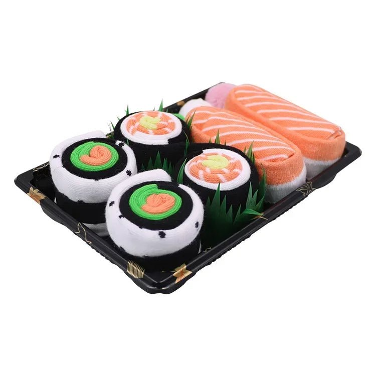 Sushi Mid-Calf Socks Gift Set – 3-Pair Fun Food Socks with Pizza, Burger & Sushi Designs