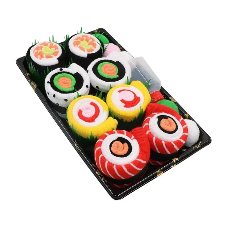 Sushi Mid-Calf Socks Gift Set – 3-Pair Fun Food Socks with Pizza, Burger & Sushi Designs