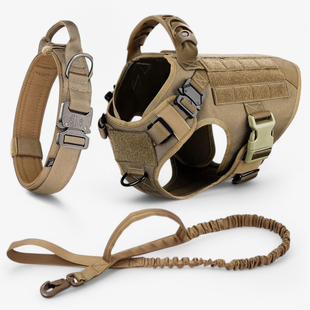 Tactical Dog Harness with Handle, Quick-Release Buckles, and MOLLE Straps – Padded, No-Pull Design, Available in Set wit