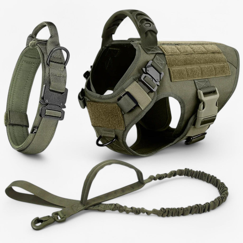 Tactical Dog Harness with Handle, Quick-Release Buckles, and MOLLE Straps – Padded, No-Pull Design, Available in Set wit