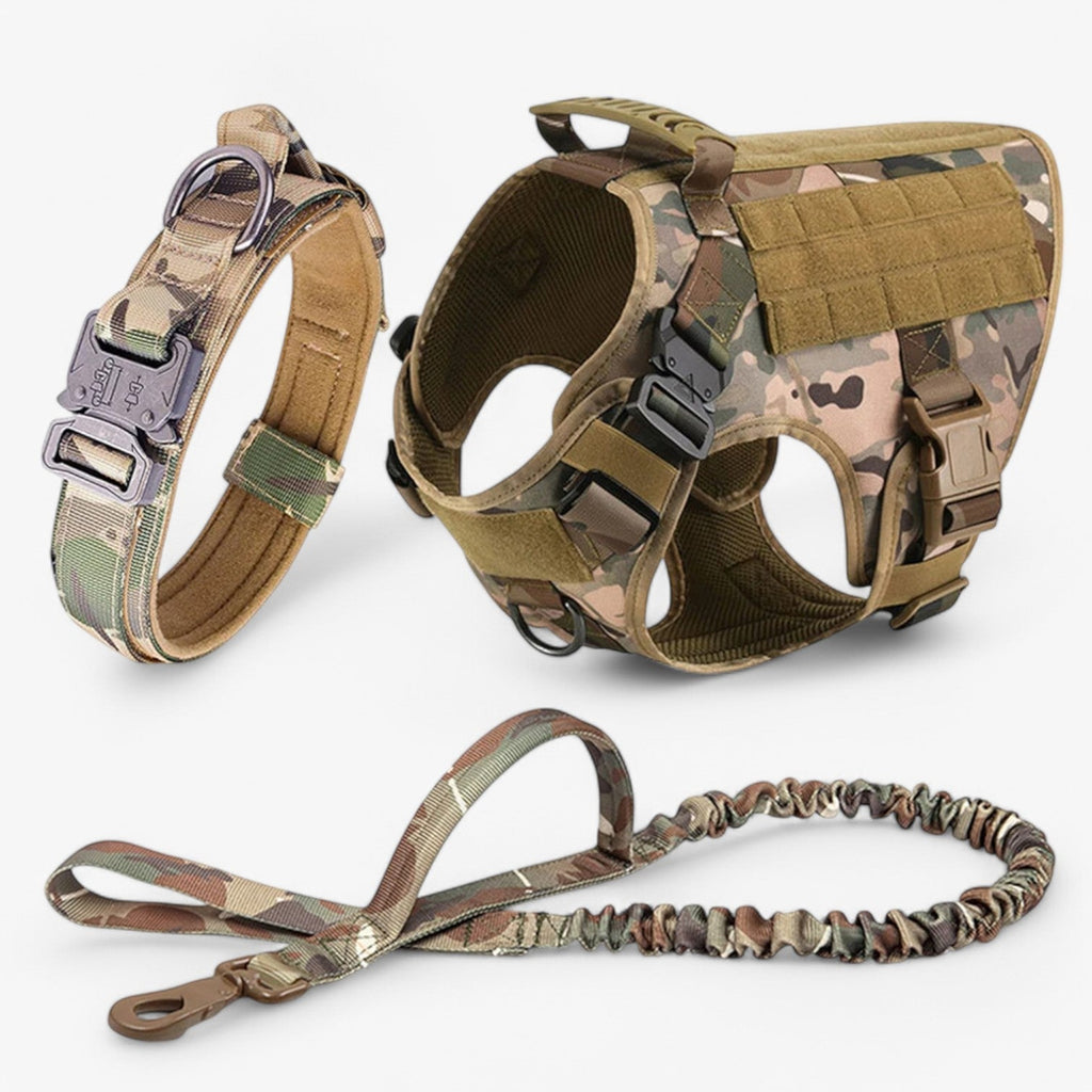 Tactical Dog Harness with Handle, Quick-Release Buckles, and MOLLE Straps – Padded, No-Pull Design, Available in Set wit