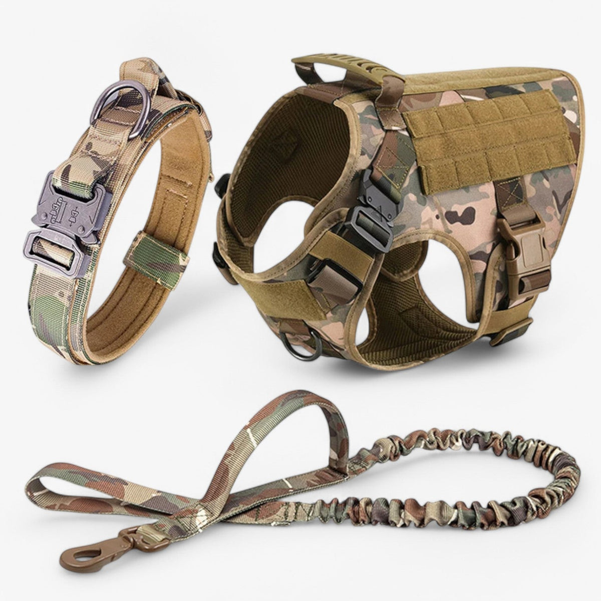 Tactical Dog Harness with Handle, Quick-Release Buckles, and MOLLE Straps – Padded, No-Pull Design, Available in Set wit