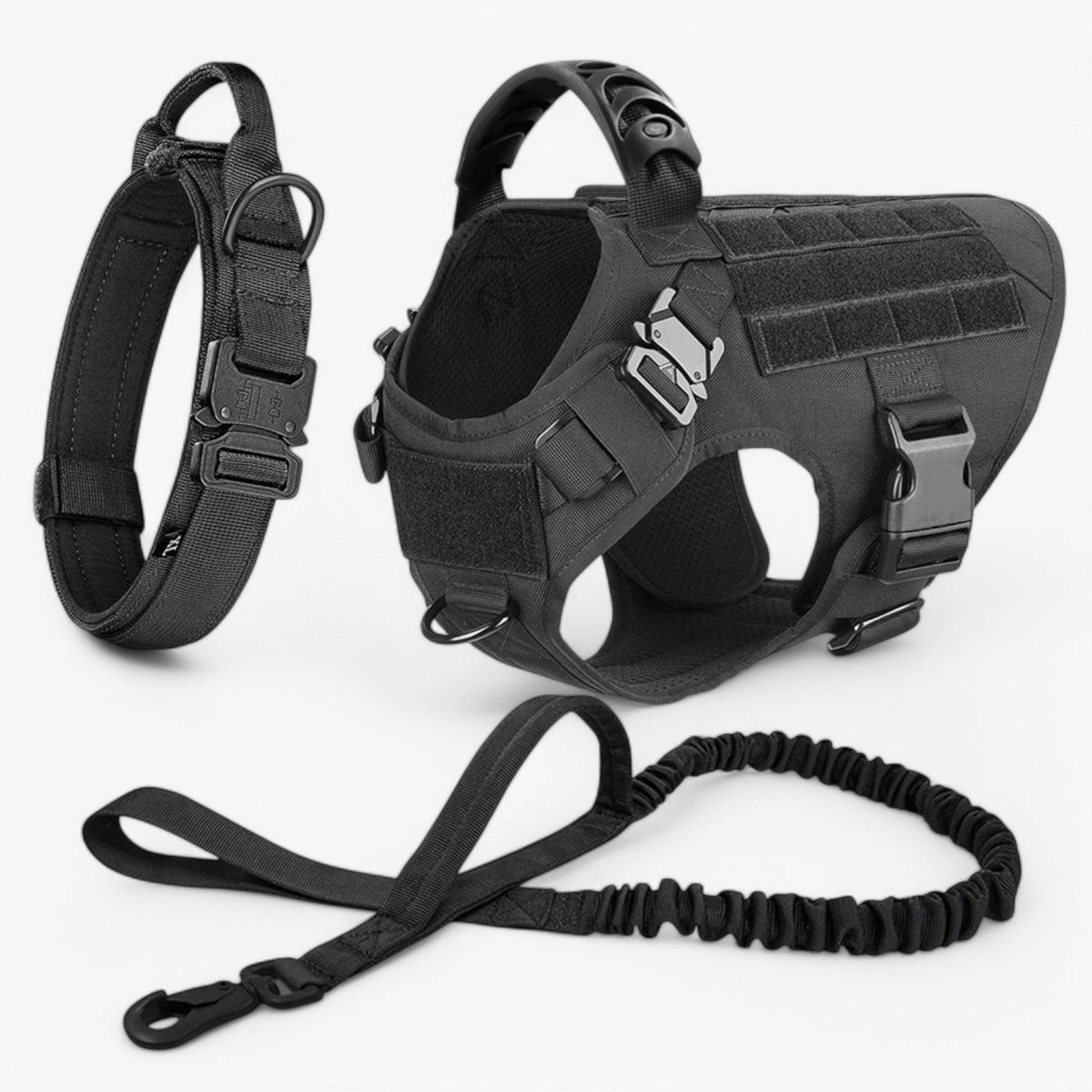 Tactical Dog Harness with Handle, Quick-Release Buckles, and MOLLE Straps – Padded, No-Pull Design, Available in Set wit