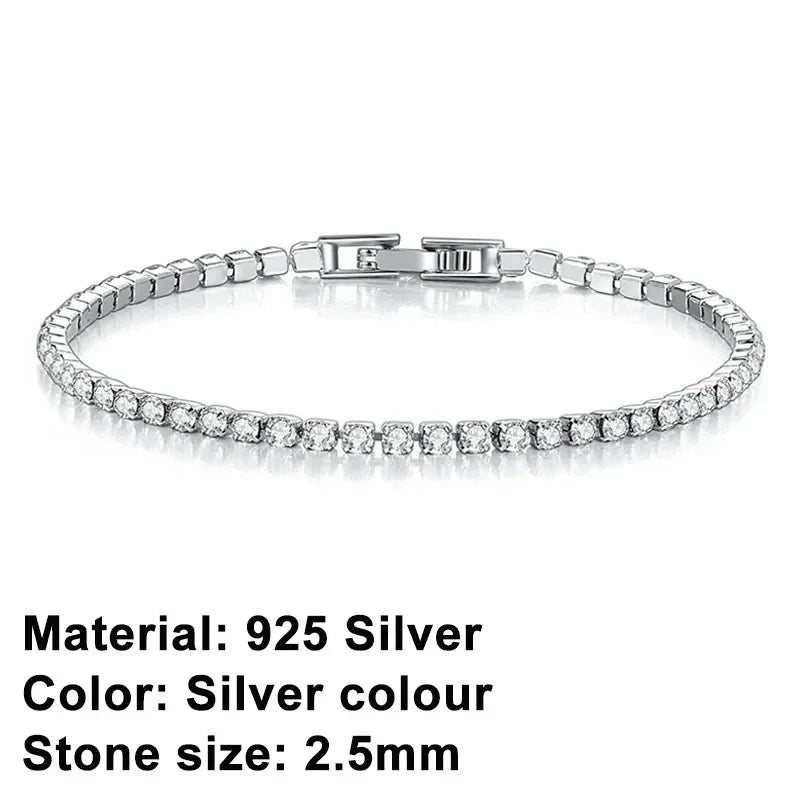 Tennis Bracelet – Sterling Silver with Sparkling Stones