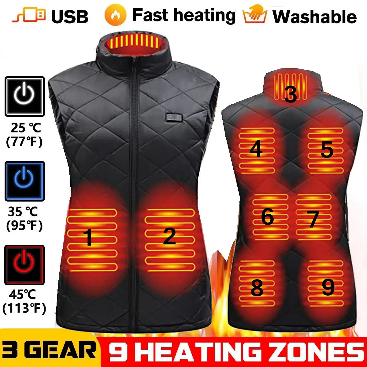 ThermaBelle Women's Heated Vest with Infrared Technology | USB Powered Temperature Control