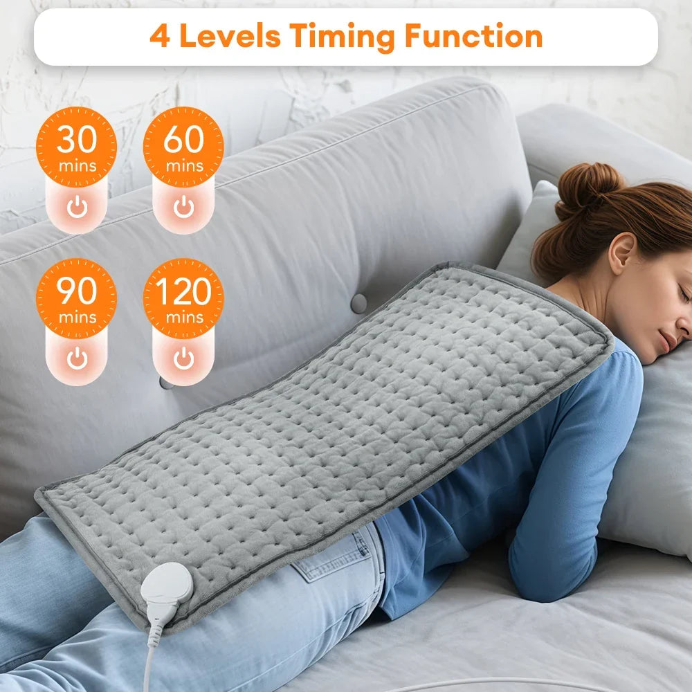 ThermaEase Electric Heating Pad – 9 Heat Settings & 4 Timers – 11.8×23.6 in – Washable & Fast Heating for Back, Stomach 