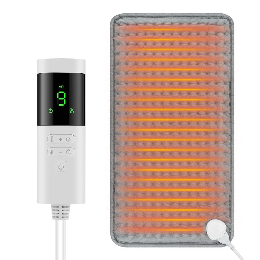 ThermaEase Electric Heating Pad – 9 Heat Settings & 4 Timers – 11.8×23.6 in – Washable & Fast Heating for Back, Stomach 