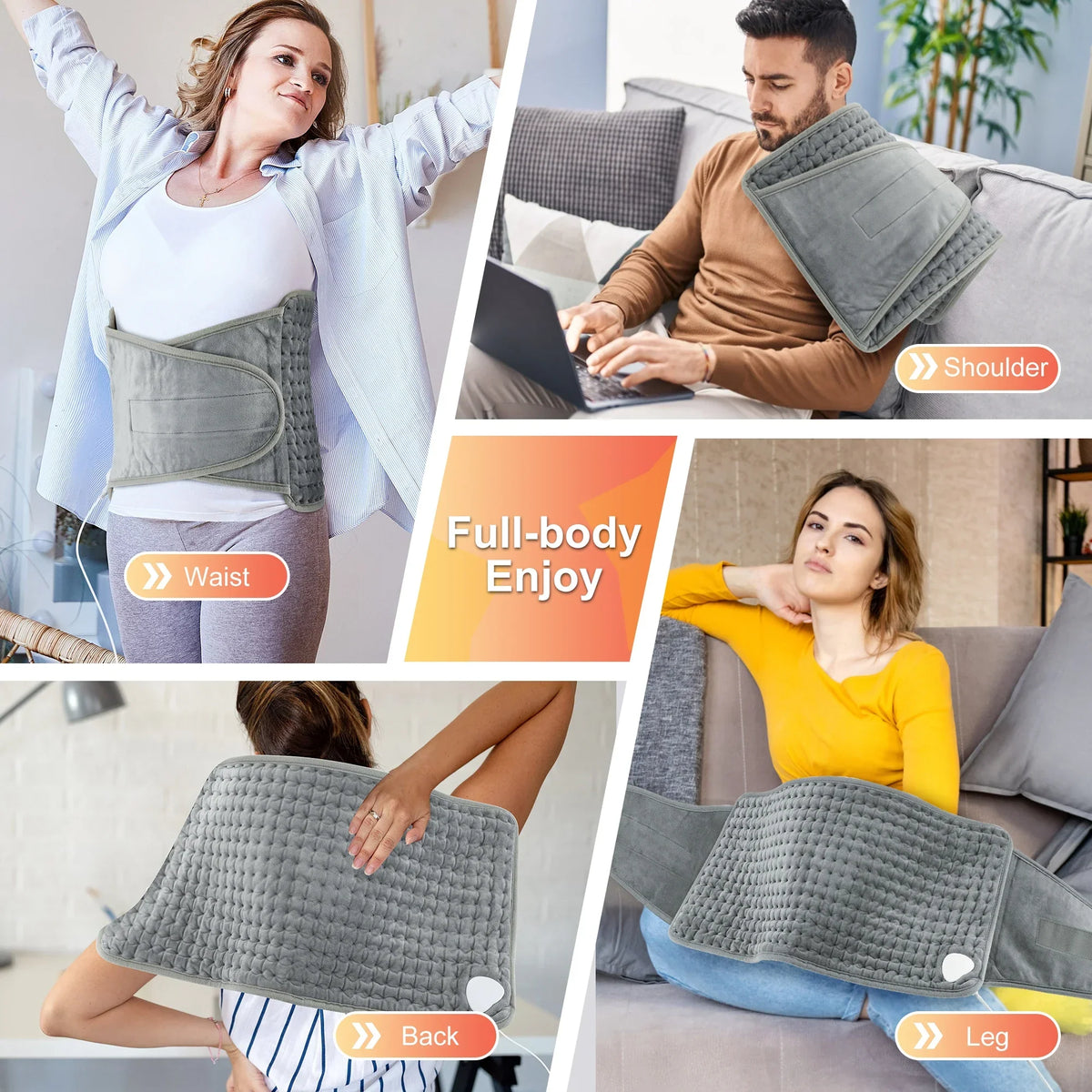 ThermaEase Electric Heating Pad – Multifunctional Heating Belt for Back & Waist with 9 Temperature Levels & 4 Timer Opti