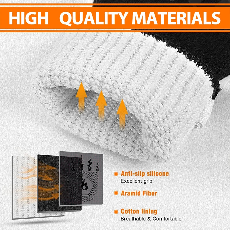 ThermaGrip Heat Resistant Grill Glove – Silicone & Cotton, Non-Slip & Fireproof up to 1472°F