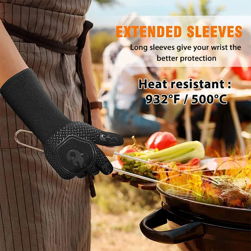 ThermaGrip Heat Resistant Grill Glove – Silicone & Cotton, Non-Slip & Fireproof up to 1472°F