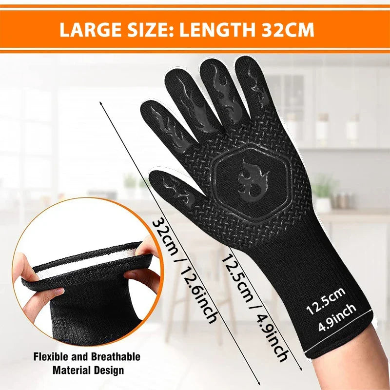 ThermaGrip Heat Resistant Grill Glove – Silicone & Cotton, Non-Slip & Fireproof up to 1472°F
