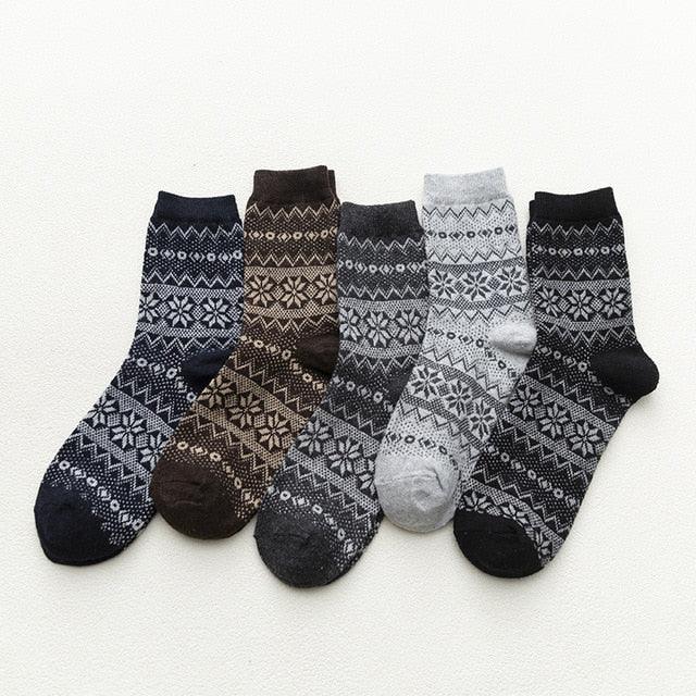 Thermal socks in a wool blend with Nordic pattern, winter set of 5 pairs, EU size 36-39, 6 designs
