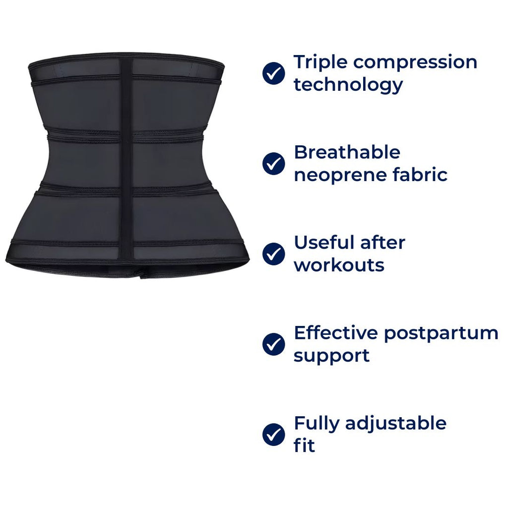 ThermoCore | Waist Trainer Belt – Triple Compression – Breathable Neoprene Fit – Post‑Workout & Postpartum Use