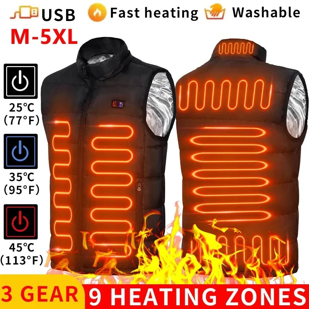 ThermoVenture Heated Jacket with 9 Heating Zones – USB Powered Graphene Heat Jacket for Women & Men