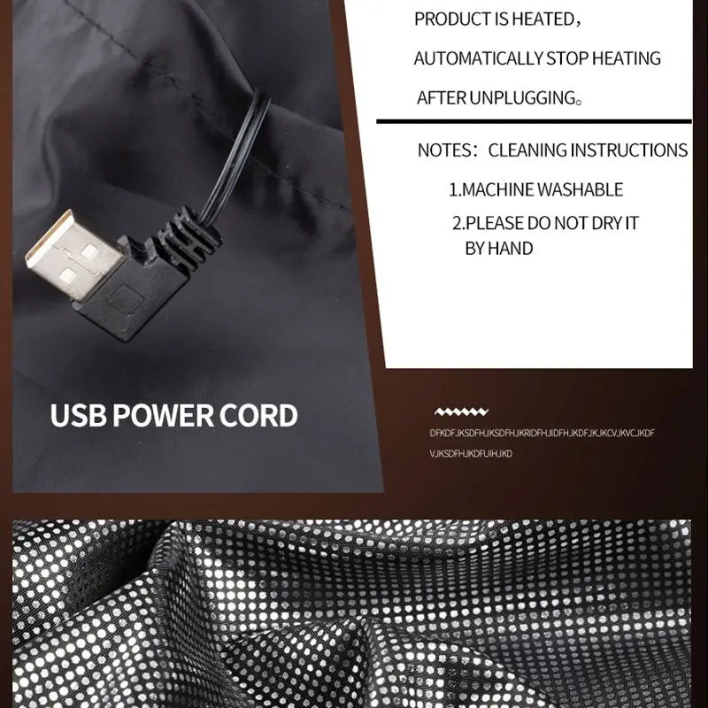 ThermoVenture Heated Jacket with 9 Heating Zones – USB Powered Graphene Heat Jacket for Women & Men