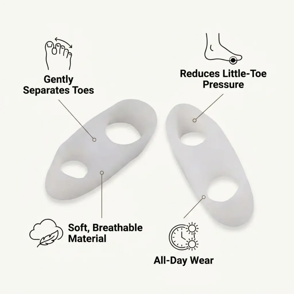 ToeGuard Orthopedic Toe Spacers | Bunionette Corrector - Little Toe Straightener - for Bunions - Hammertoe and Toe Align