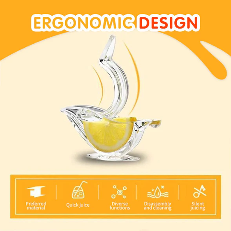 Transparent Manual Lemon Juicer with Bird Design