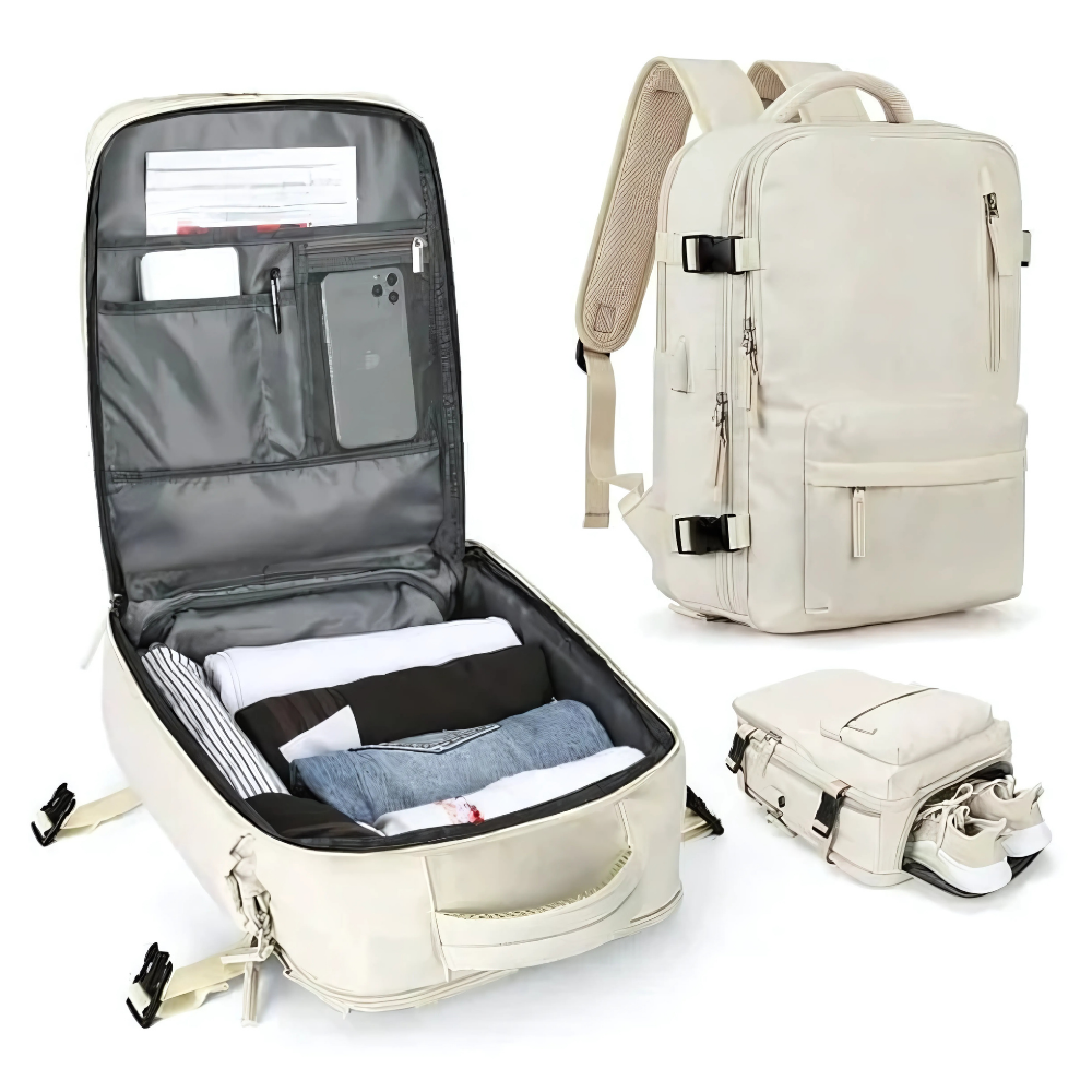 Travel Backpack with Shoe Compartment and USB Port