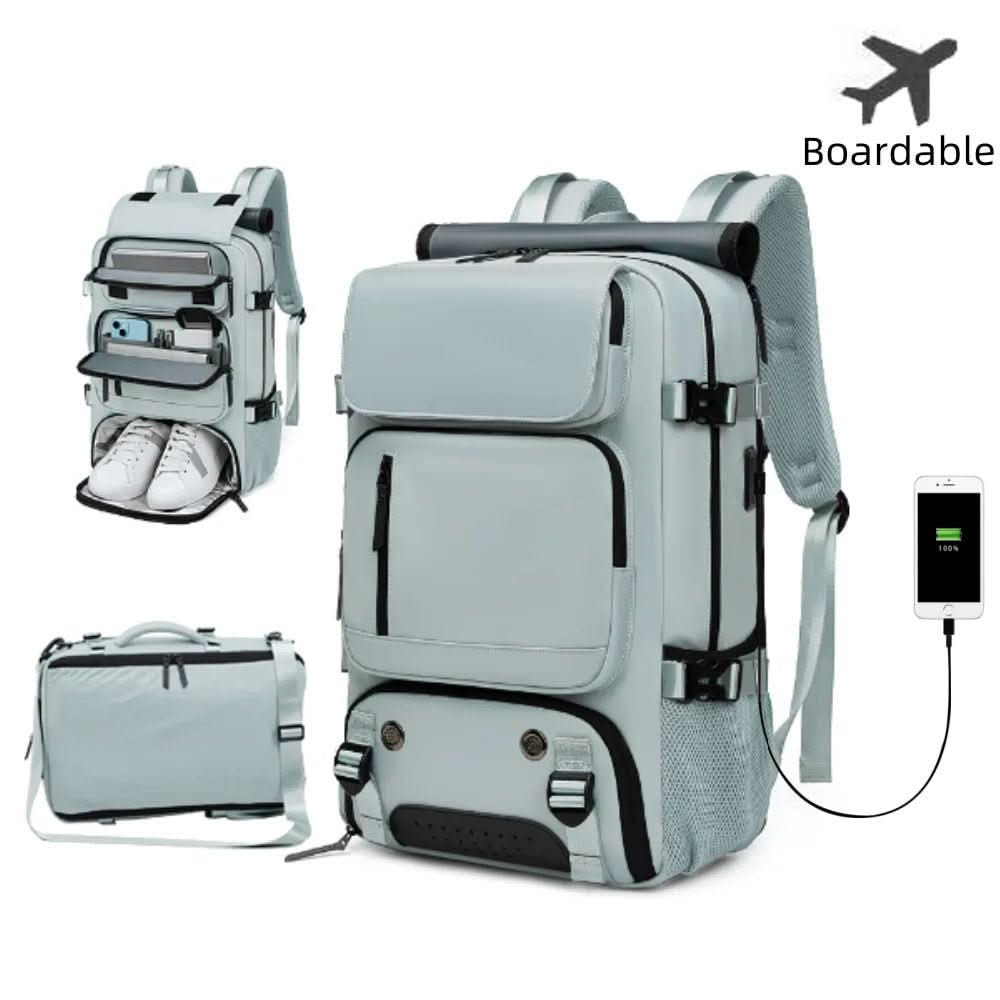 Travel Backpack with USB Port, Shoe Compartment & Anti-Theft Pocket