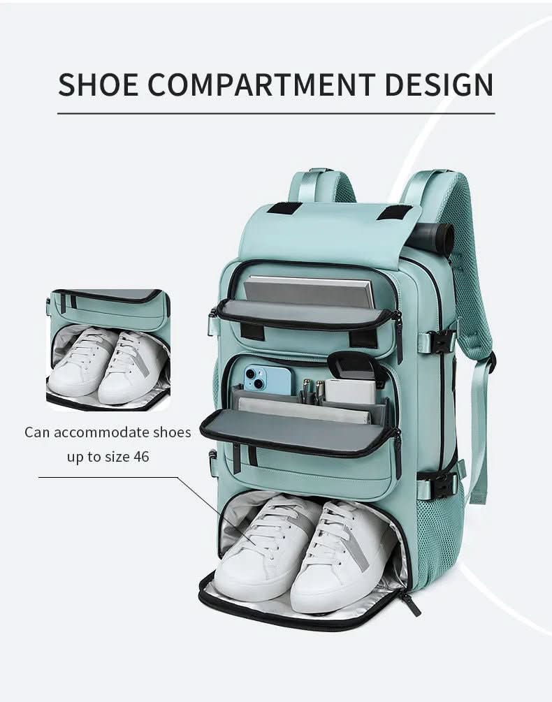 Travel Backpack with USB Port, Shoe Compartment & Anti-Theft Pocket