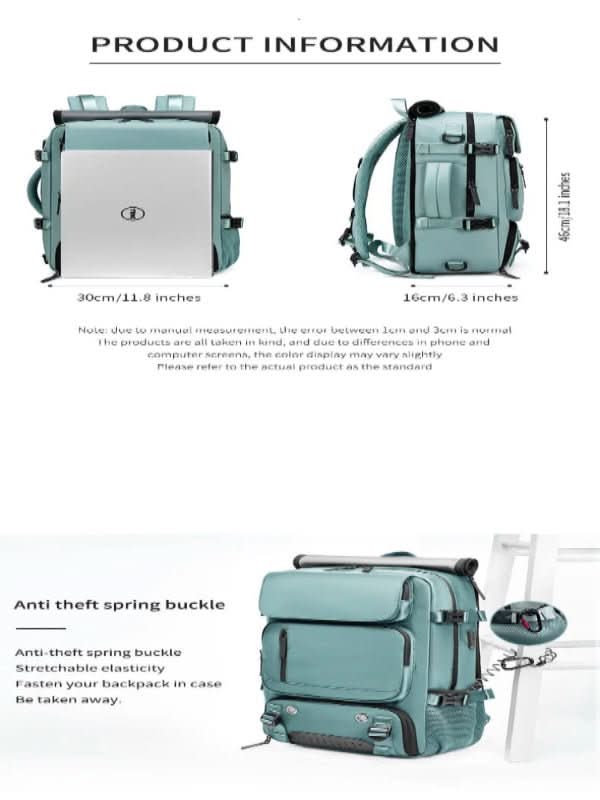 Travel Backpack with USB Port, Shoe Compartment & Anti-Theft Pocket