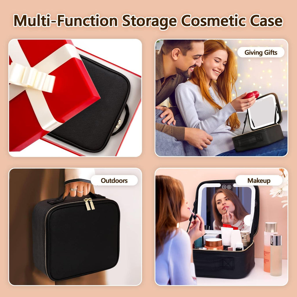 TravelGlow Makeup Organizer with LED Mirror