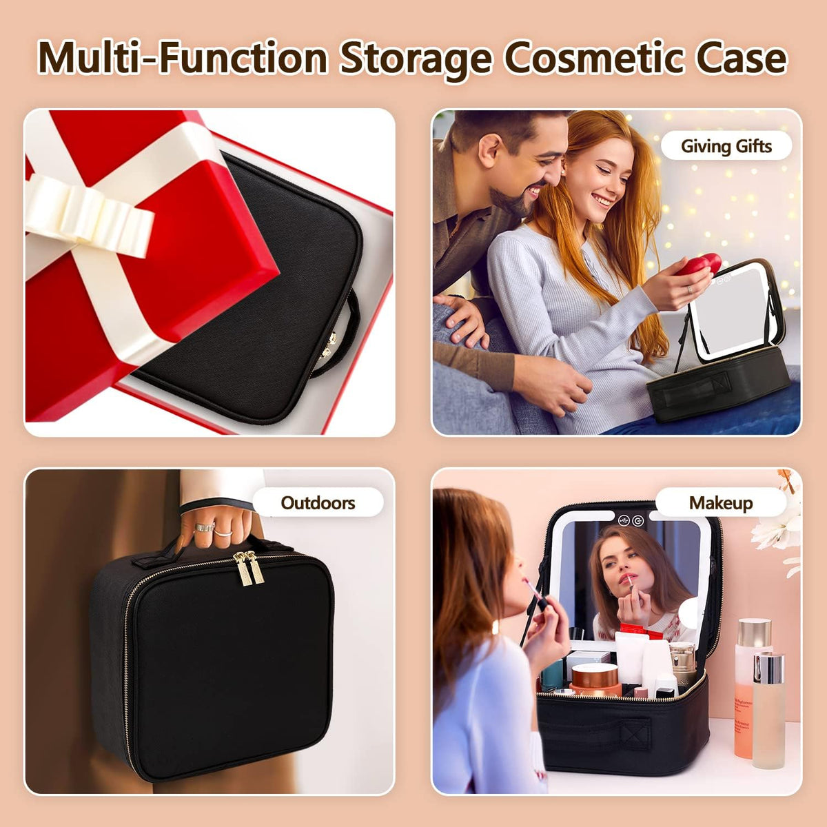 TravelGlow Makeup Organizer with LED Mirror