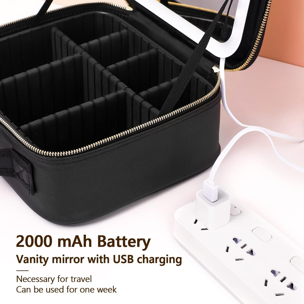 TravelGlow Makeup Organizer with LED Mirror