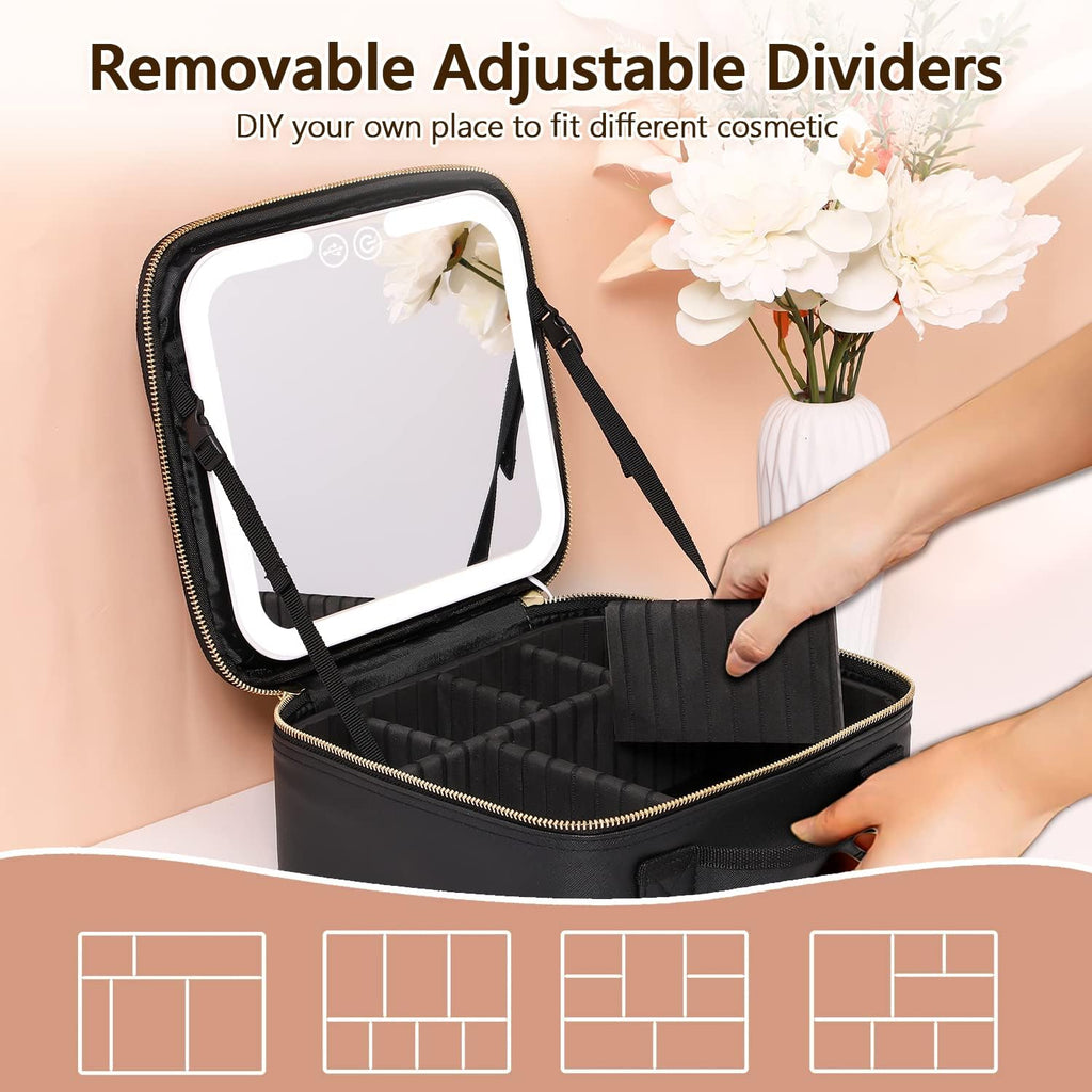 TravelGlow Makeup Organizer with LED Mirror
