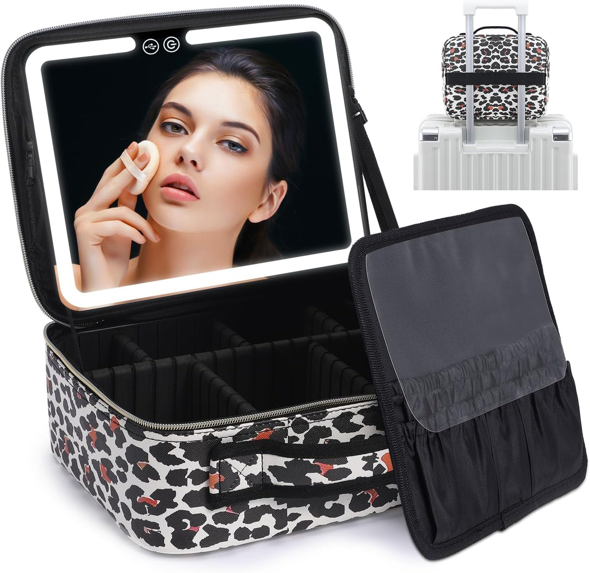 TravelGlow Makeup Organizer with LED Mirror