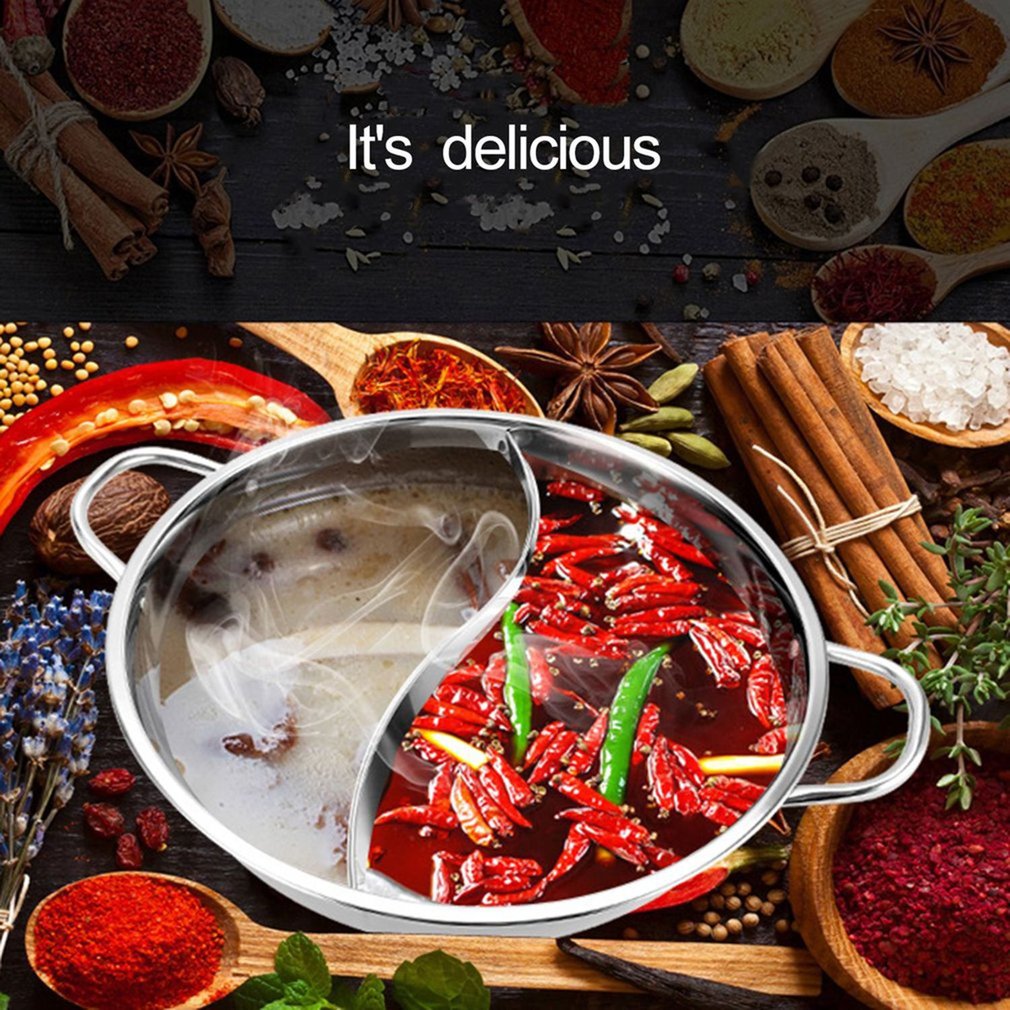 Twin Divided Stainless Steel Hot Pot Pan