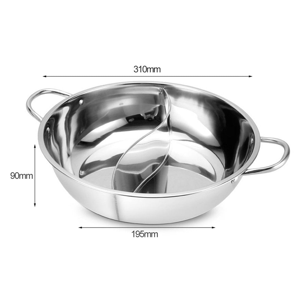 Twin Split Hot Pot Pan – Stainless Steel Dual Compartment
