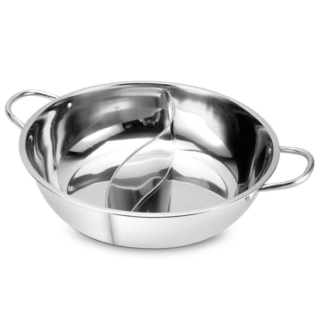 Twin Split Hot Pot Pan – Stainless Steel Dual Compartment