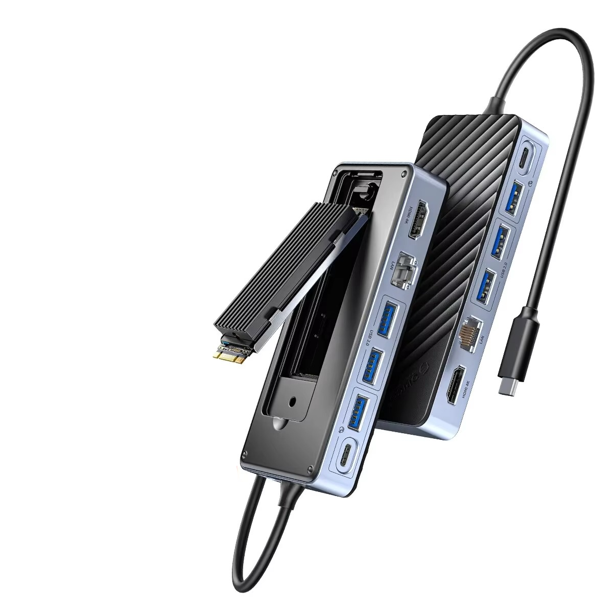 USB-C Laptop Docking Station with Built-In SSD Enclosure