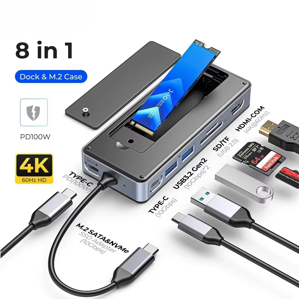 USB-C Laptop Docking Station with Built-In SSD Enclosure