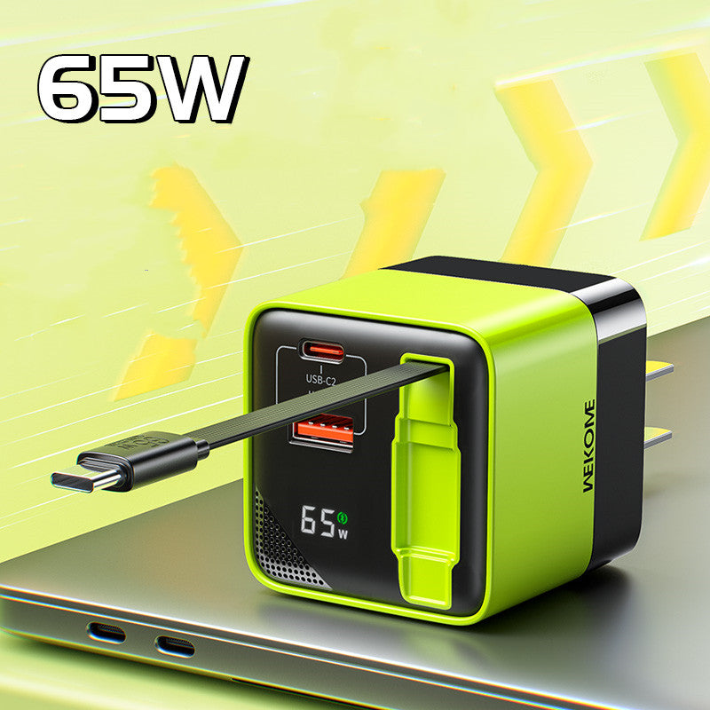 USB-C Multi-Port Charger with Built-In Retractable Cable