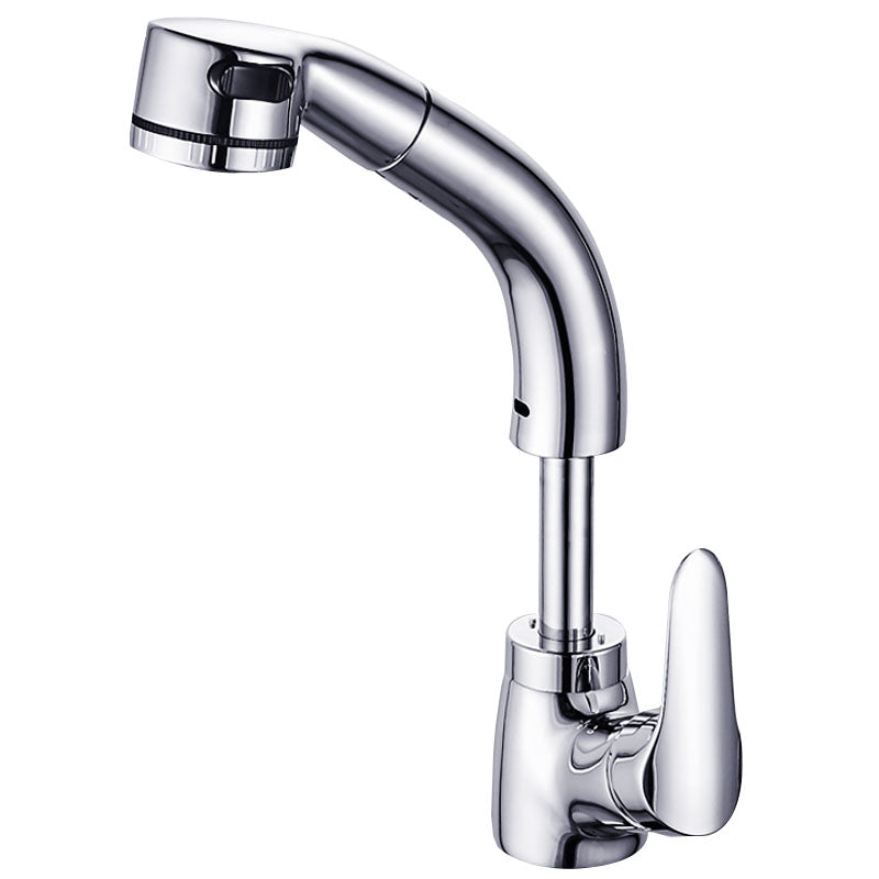 Vessel Sink Faucet with Swiveling Spout and Pull-Out Spray – Single Lever