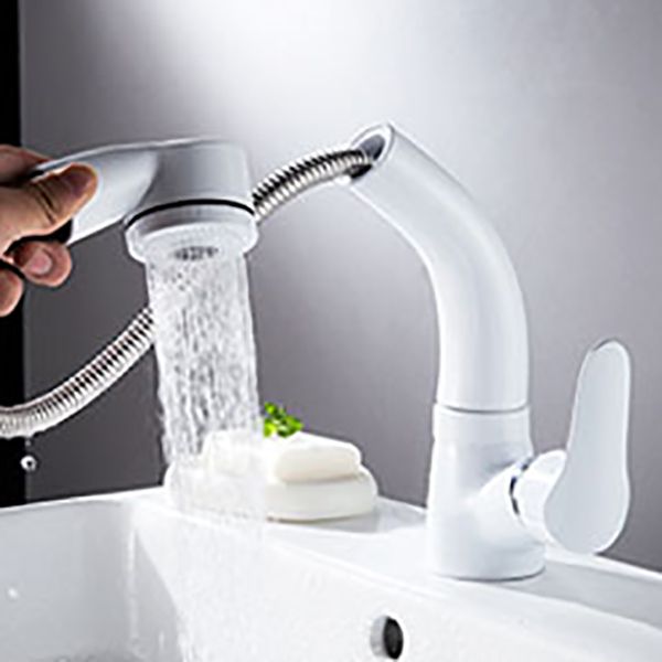 Vessel Sink Faucet with Swiveling Spout and Pull-Out Spray – Single Lever