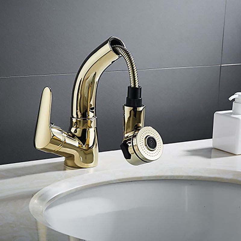 Vessel Sink Faucet with Swiveling Spout and Pull-Out Spray – Single Lever