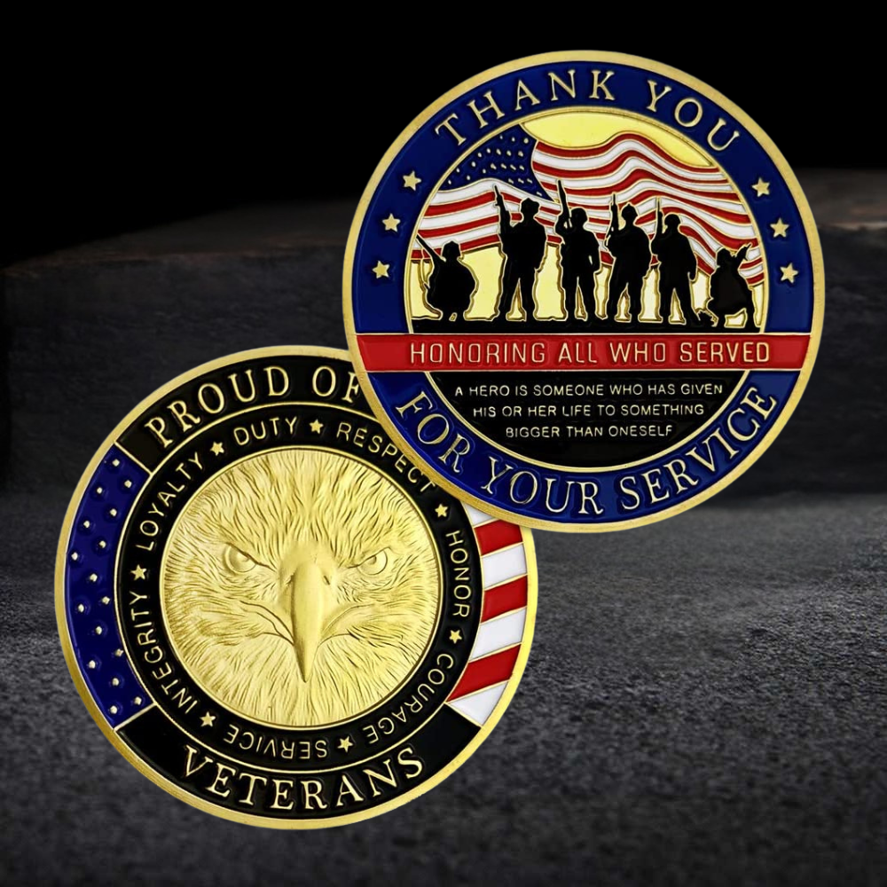 Veterans Day Coin Set – Gold or Silver Plated Military Challenge Coin Gift