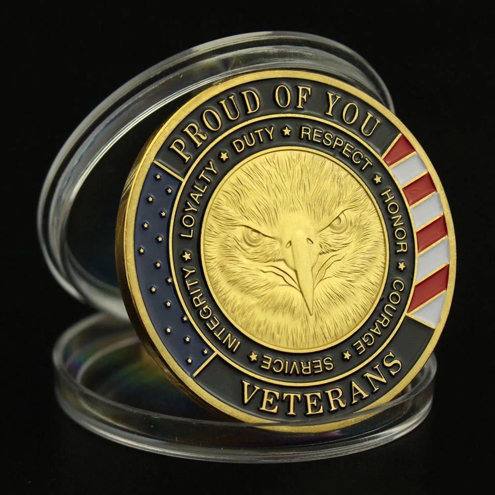 Veterans Day Coin Set – Gold or Silver Plated Military Challenge Coin Gift