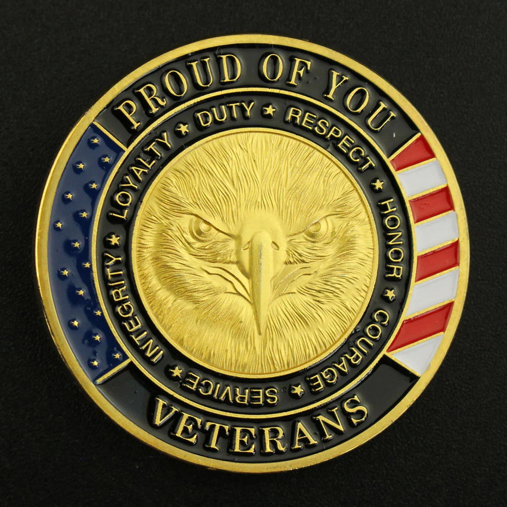 Veterans Day Coin Set – Gold or Silver Plated Military Challenge Coin Gift
