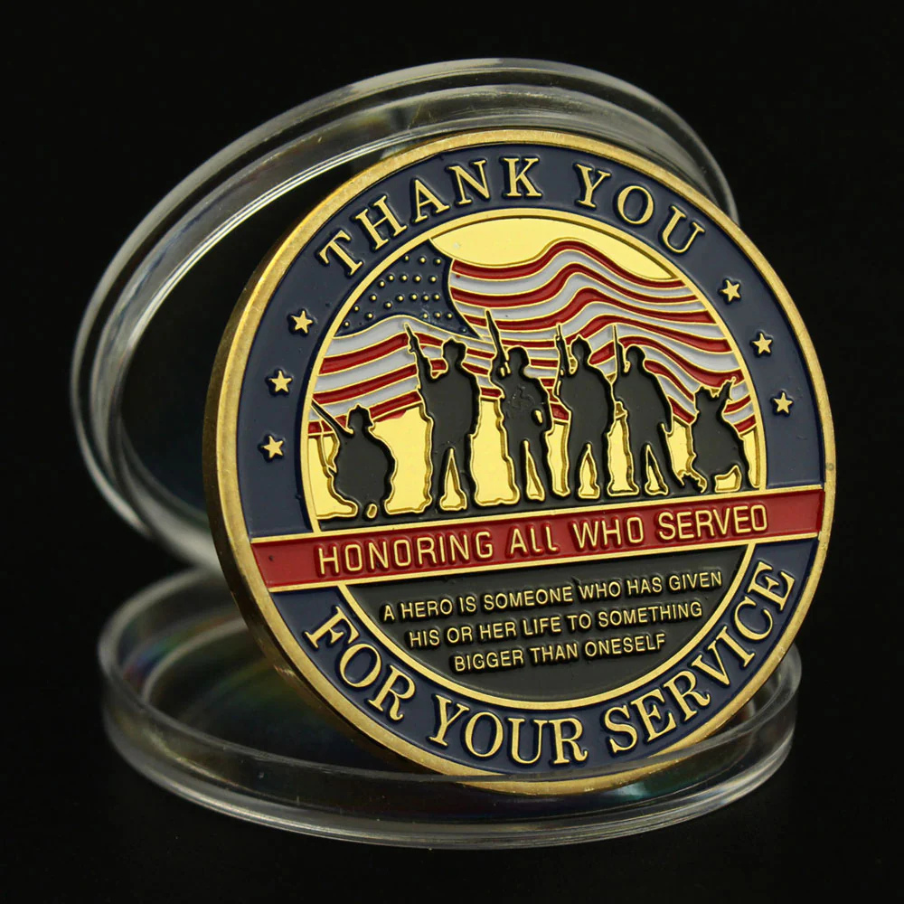 Veterans Day Coin Set – Gold or Silver Plated Military Challenge Coin Gift