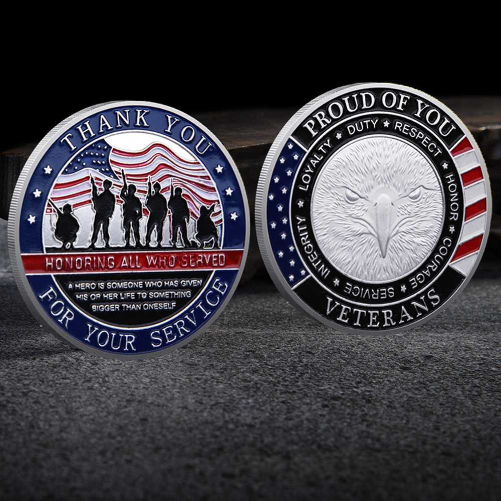 Veterans Day Coin Set – Gold or Silver Plated Military Challenge Coin Gift