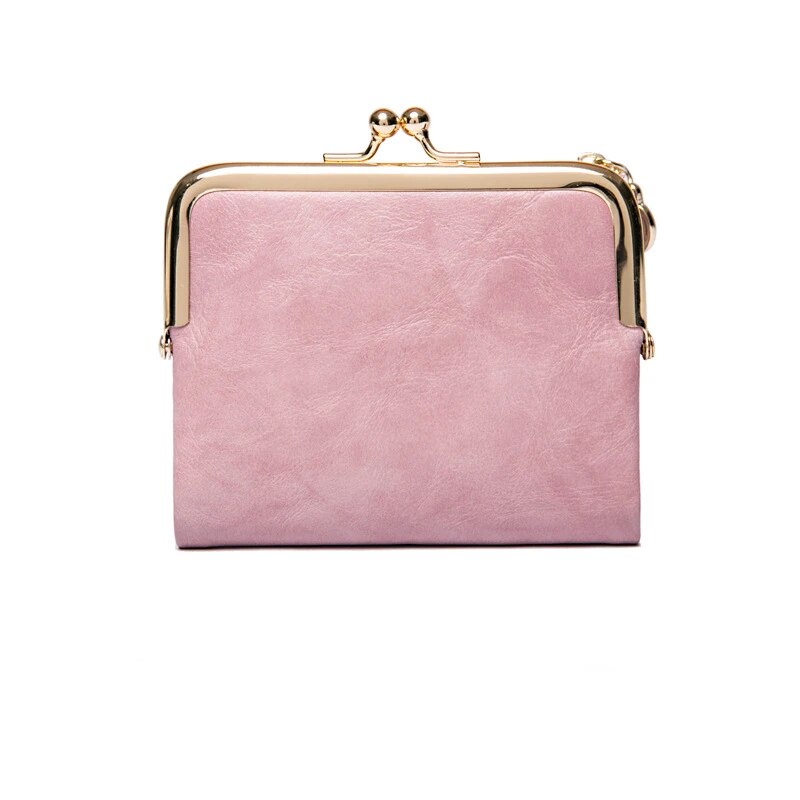Vintage Leather Wallet with Kiss Lock Closure